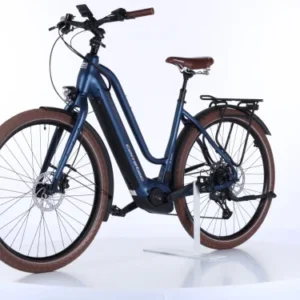 The 2023 Corratec E-Power C29 SE 3.0 electric hybrid bike in a deep Blue finish, featuring large 29-inch wheels, Bosch Performance Line CX motor, 750Wh battery, and a fully integrated frame design for premium European city and touring.